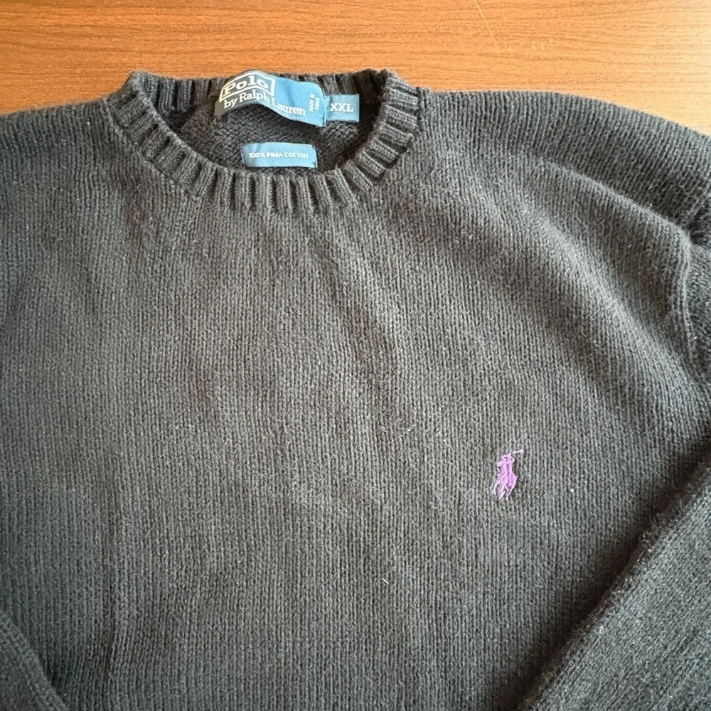 100% cotton polo Ralph Lauren Mens black  Heavy Crew Neck Sweater XXL classic
